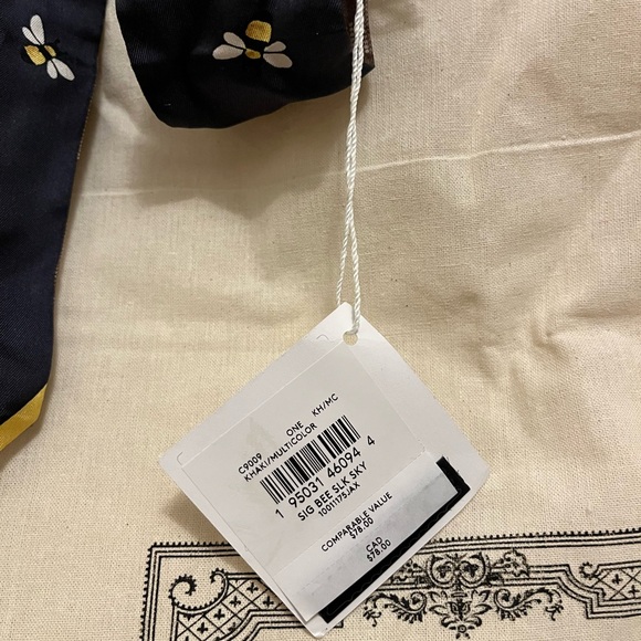 Coach Signature Bee Reversible Print Silk Skinny Scarf NWT - Picture 4 of 9